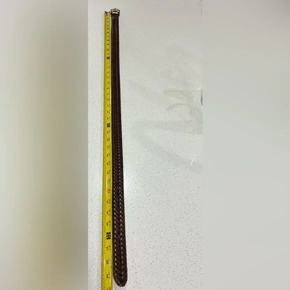 Fossil Vintage Brown Braided Leather Belt Size 34 Brass Buckle LNWT - Picture 10 of 10